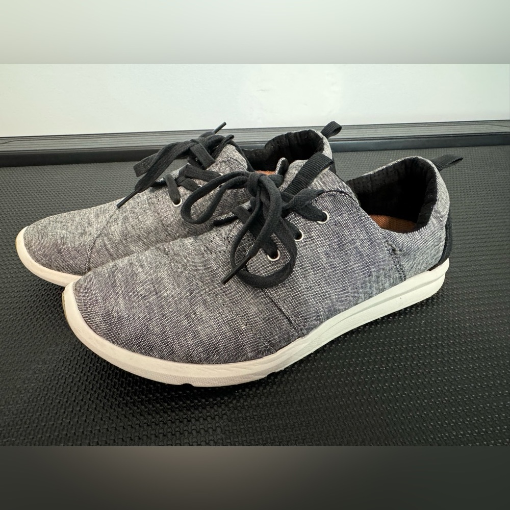 TOMS Womens Del Rey Gray/Black Lace Up Sneakers Shoes Casual